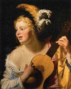 Gerard van Honthorst Woman Playing the Guitar oil painting artist